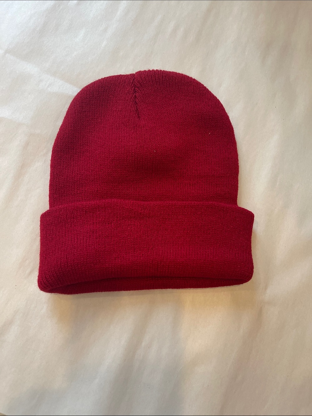 Burgundy Red Knit Beanie Winter Hat Soft Cuffed